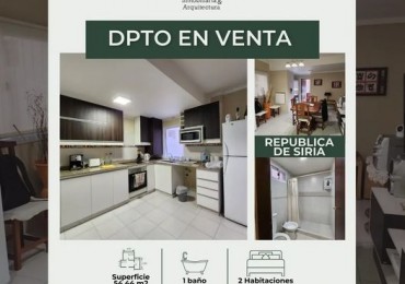 ♦️OPORTUNIDAD HERMOSO DPTO EN VENTA,  REPUBLICA SIRIA AL 1200♦️